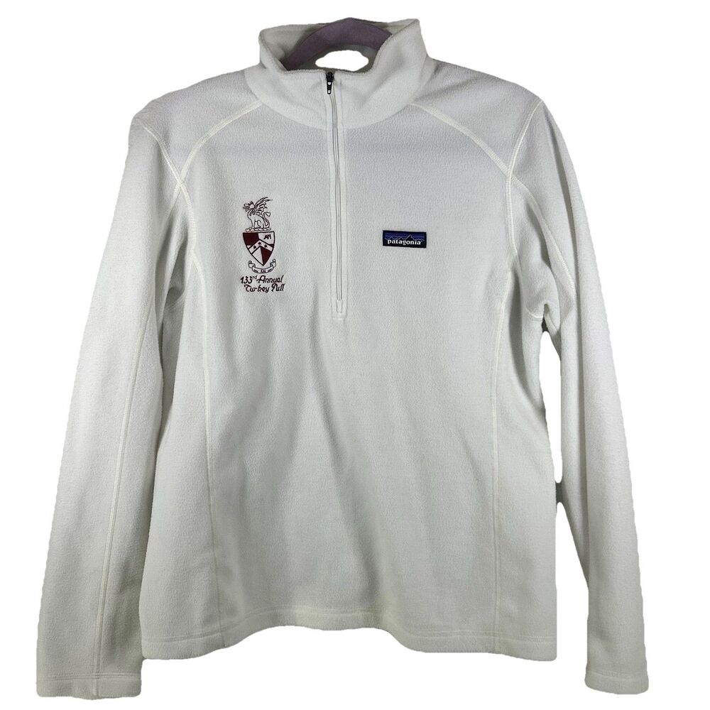 Patagonia Sweater Womens Large White Better Sweater Fleece 1/4 Zip Embroidered